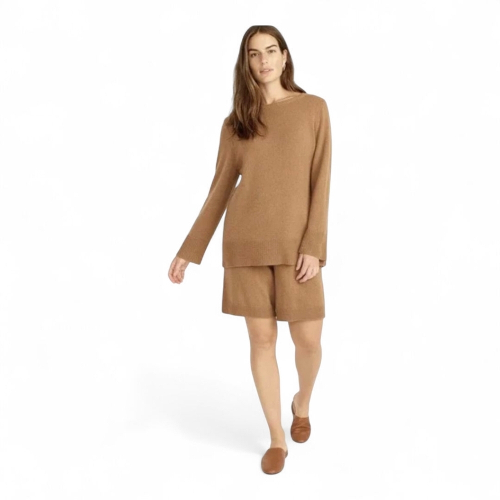 J.Crew Cashmere Wool‎ Recycled Blend Sweater Camel Tan Cozy Oversized L - Picture 4 of 12